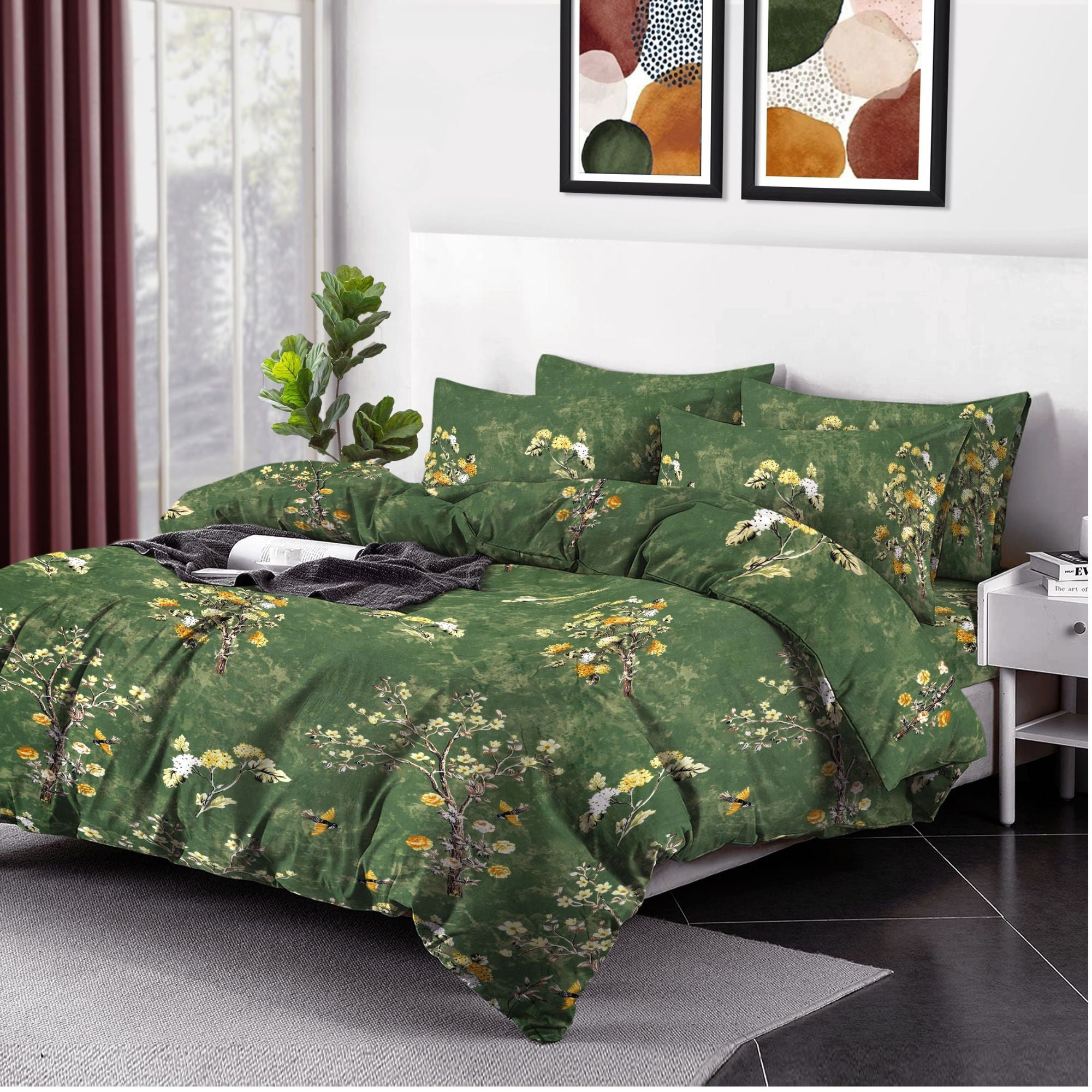 4-Pcs 100% Egyptian Cotton Printed Duvet Cover With Fitted Sheet Set All Sizes