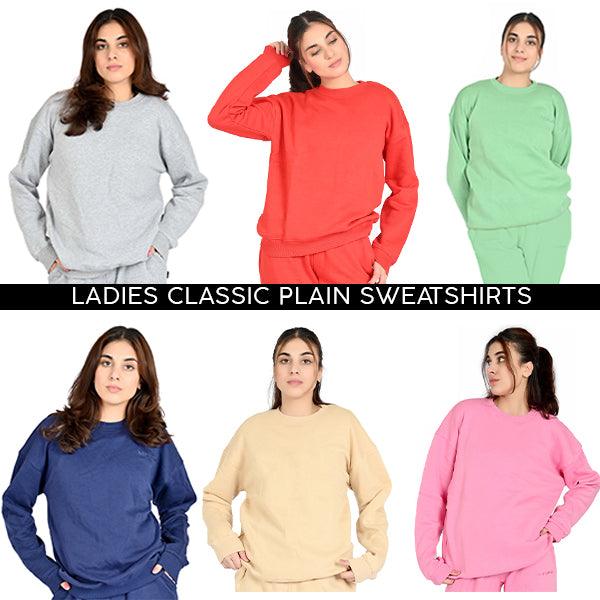 100% Cotton Ladies Plain Sweatshirts Top