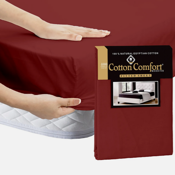 100% Egyptian Cotton 25cm Fitted Sheet 400 TC Bed Sheets Single Double King Size