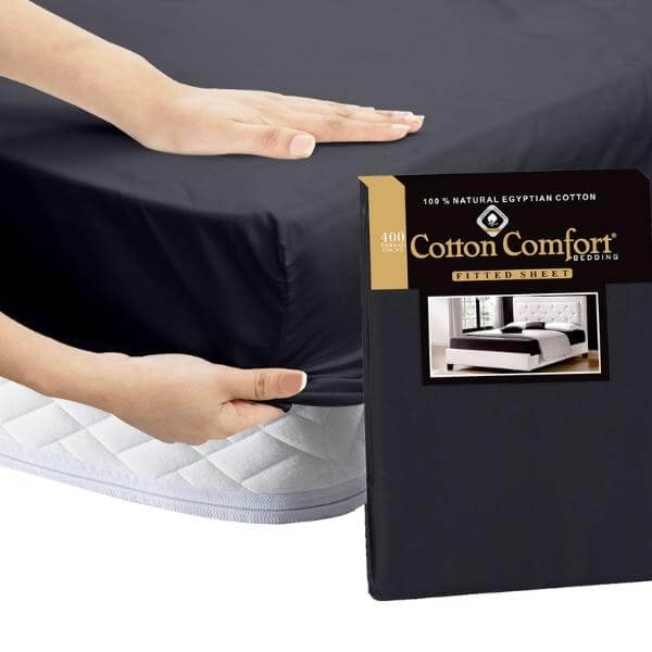 100% Egyptian Cotton 25cm Fitted Sheet 400 TC Bed Sheets Single Double King Size