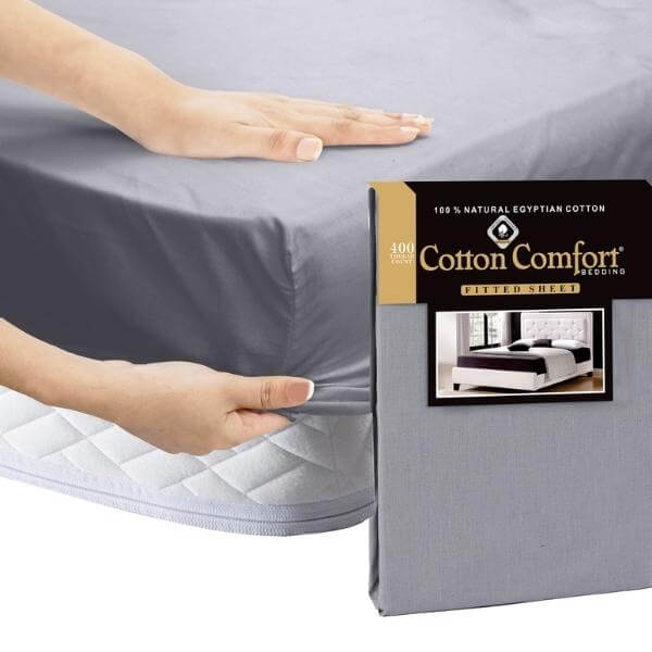 100% Egyptian Cotton 25cm Fitted Sheet 400 TC Bed Sheets Single Double King Size