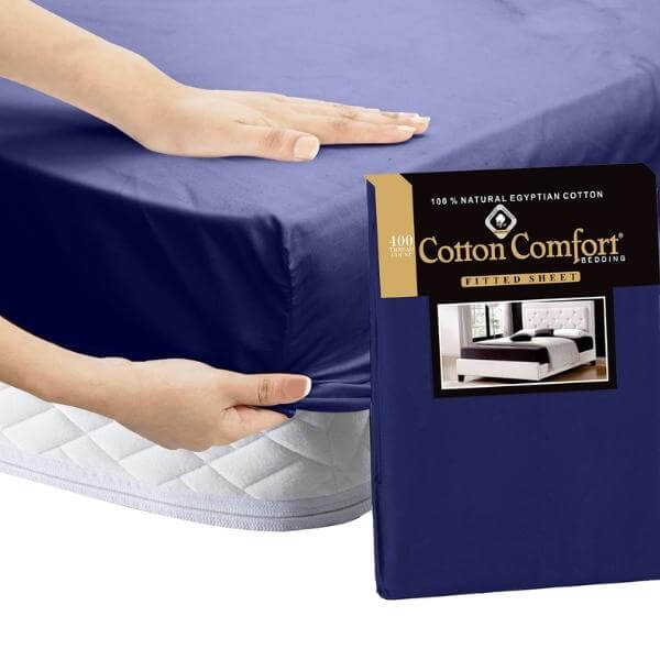 100% Egyptian Cotton 25cm Fitted Sheet 400 TC Bed Sheets Single Double King Size