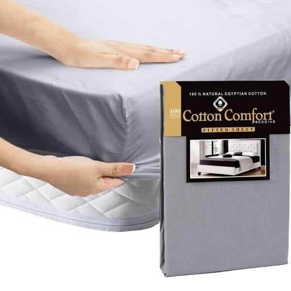 100% Egyptian Cotton 25cm Fitted Sheet 400 TC Bed Sheets Single Double King Size