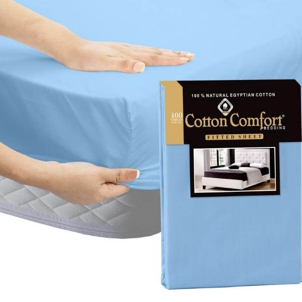 100% Egyptian Cotton 25cm Fitted Sheet 400 TC Bed Sheets Single Double King Size