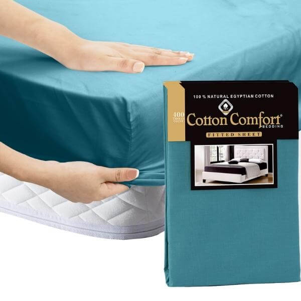 100% Egyptian Cotton 25cm Fitted Sheet 400 TC Bed Sheets Single Double King Size