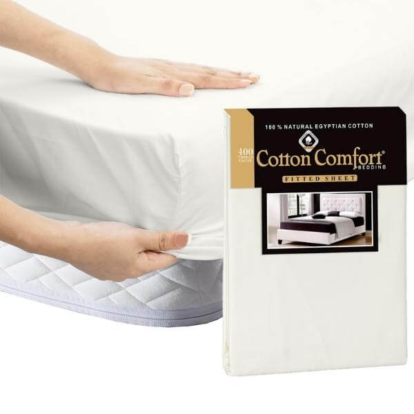 100% Egyptian Cotton 25cm Fitted Sheet 400 TC Bed Sheets Single Double King Size