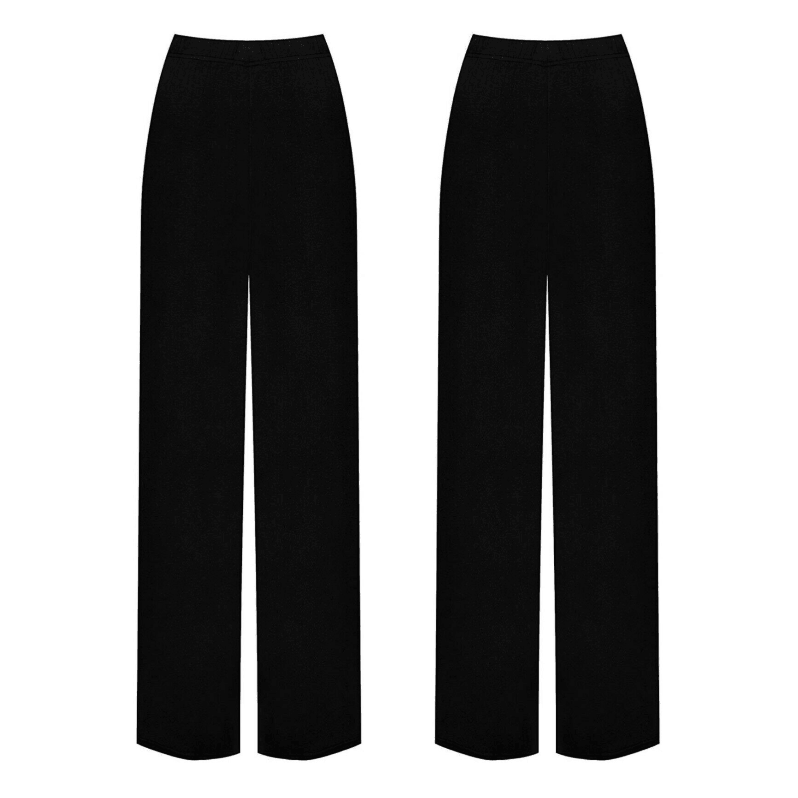 Womens Plain Palazzo Wide Leg Flared Ladies Trousers Bottom Pants