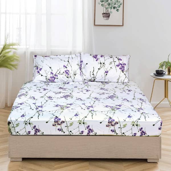 30cm Deep Printed Fitted Sheet Exotic Lilac