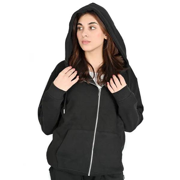 Ladies 100 Cotton Zip Up Plain Zipper Hoodie Top