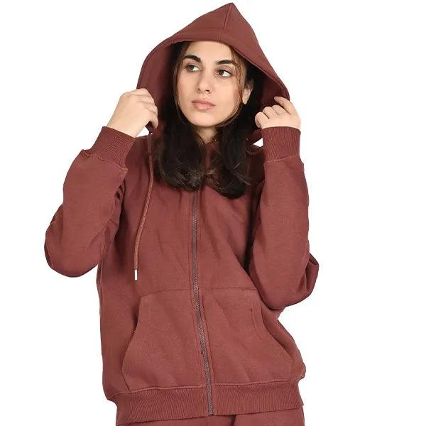 Ladies 100% Cotton Zip Up Plain Zipper Hoodie Top