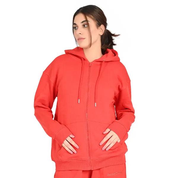 Ladies 100% Cotton Zip Up Plain Zipper Hoodie Top