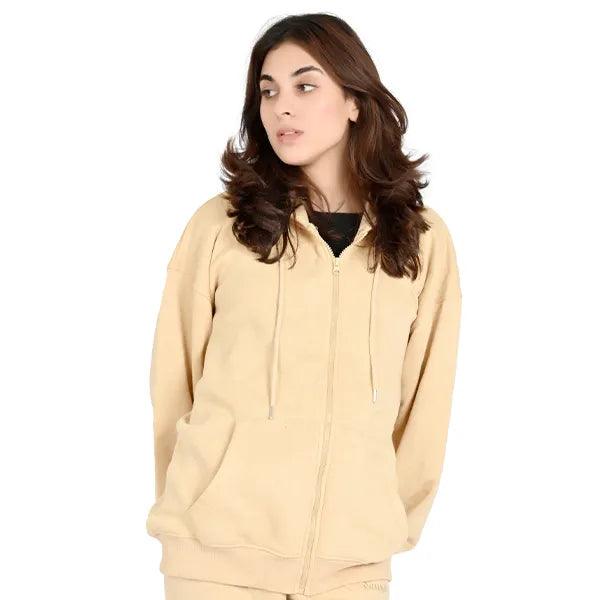 Ladies 100% Cotton Zip Up Plain Zipper Hoodie Top